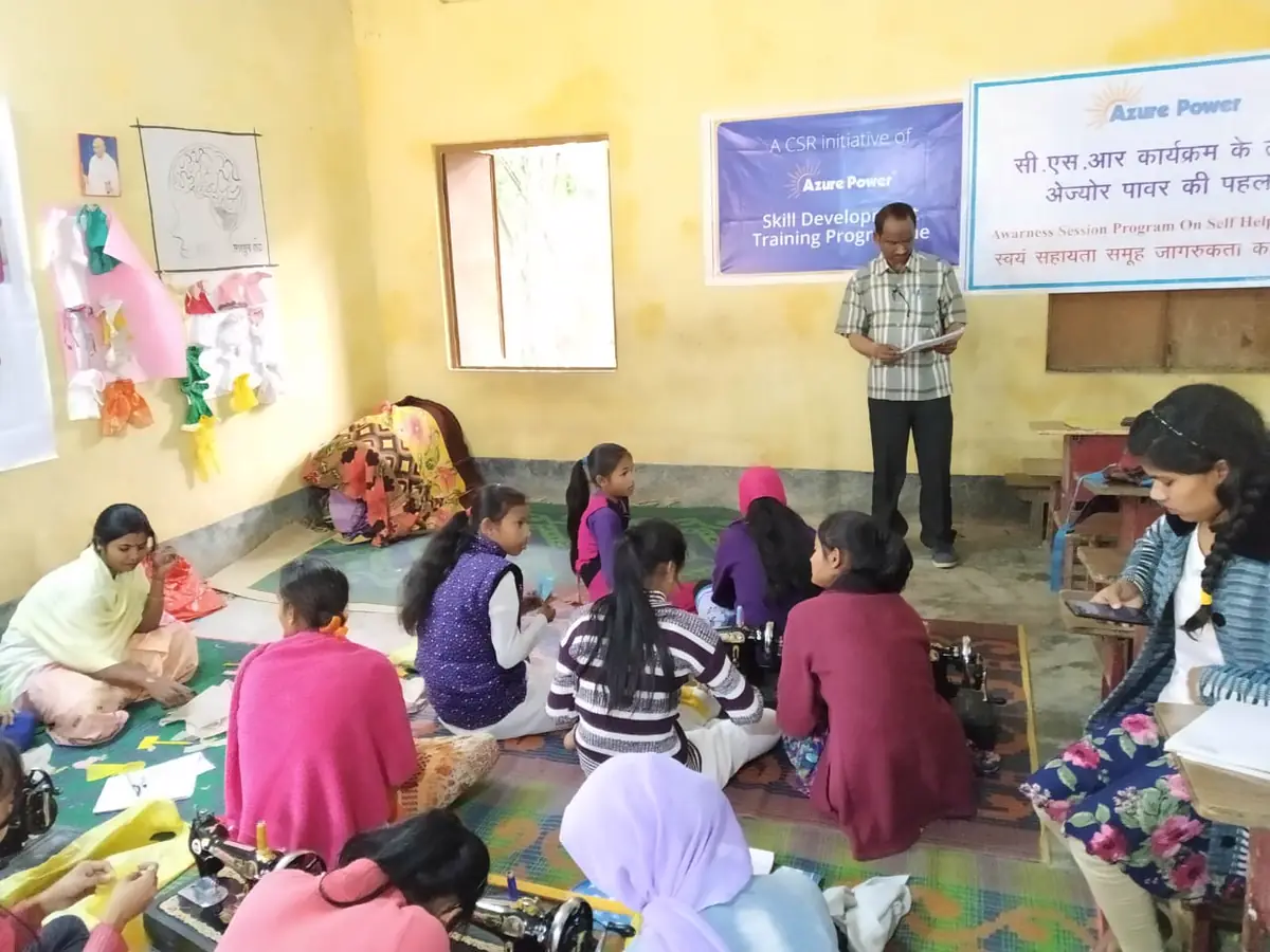 Young women learning tailoring at a skill development centre